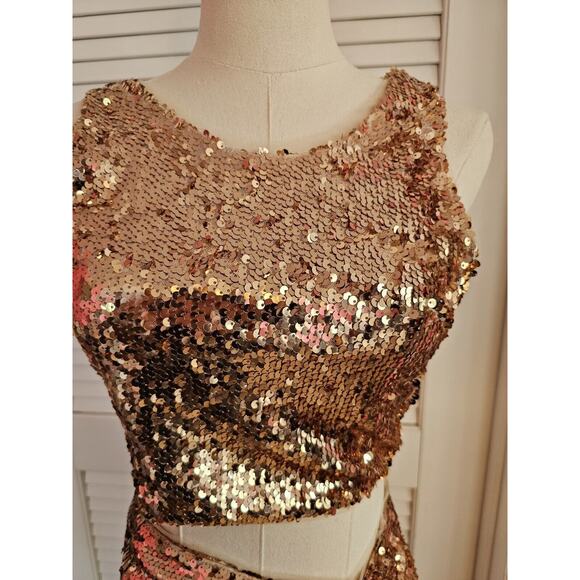 NWT Mable Mermaid Two Piece Rose Gold Sequin Gown Form Fit Prom Dress SMALL SM S - Picture 5 of 10